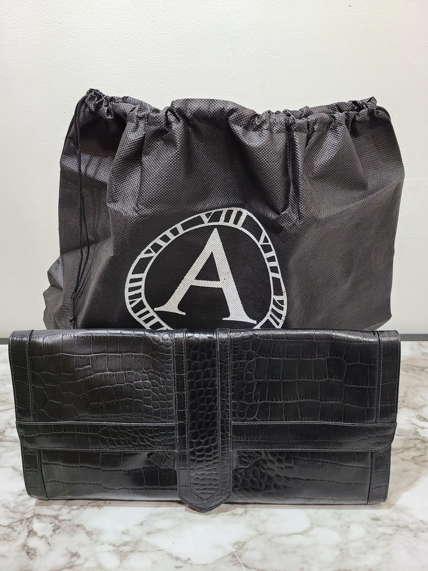 BLACK AUSLINI ELITE CROCO CLUTCH