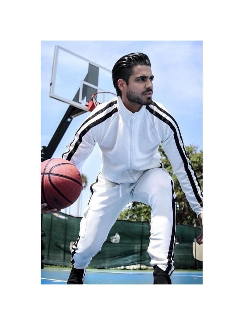 New stripe Men Tracksuit - WHITE / XL