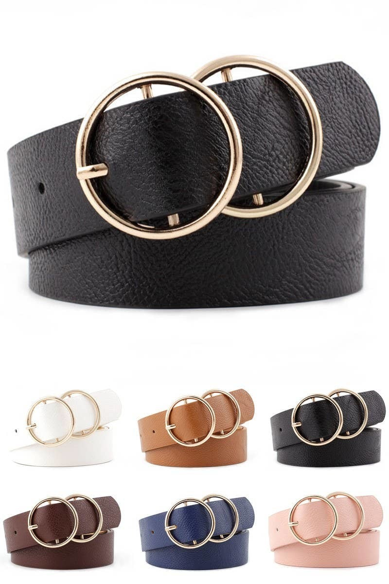 SIMPLE DOUBLE O BUCKLE FASHION BELT