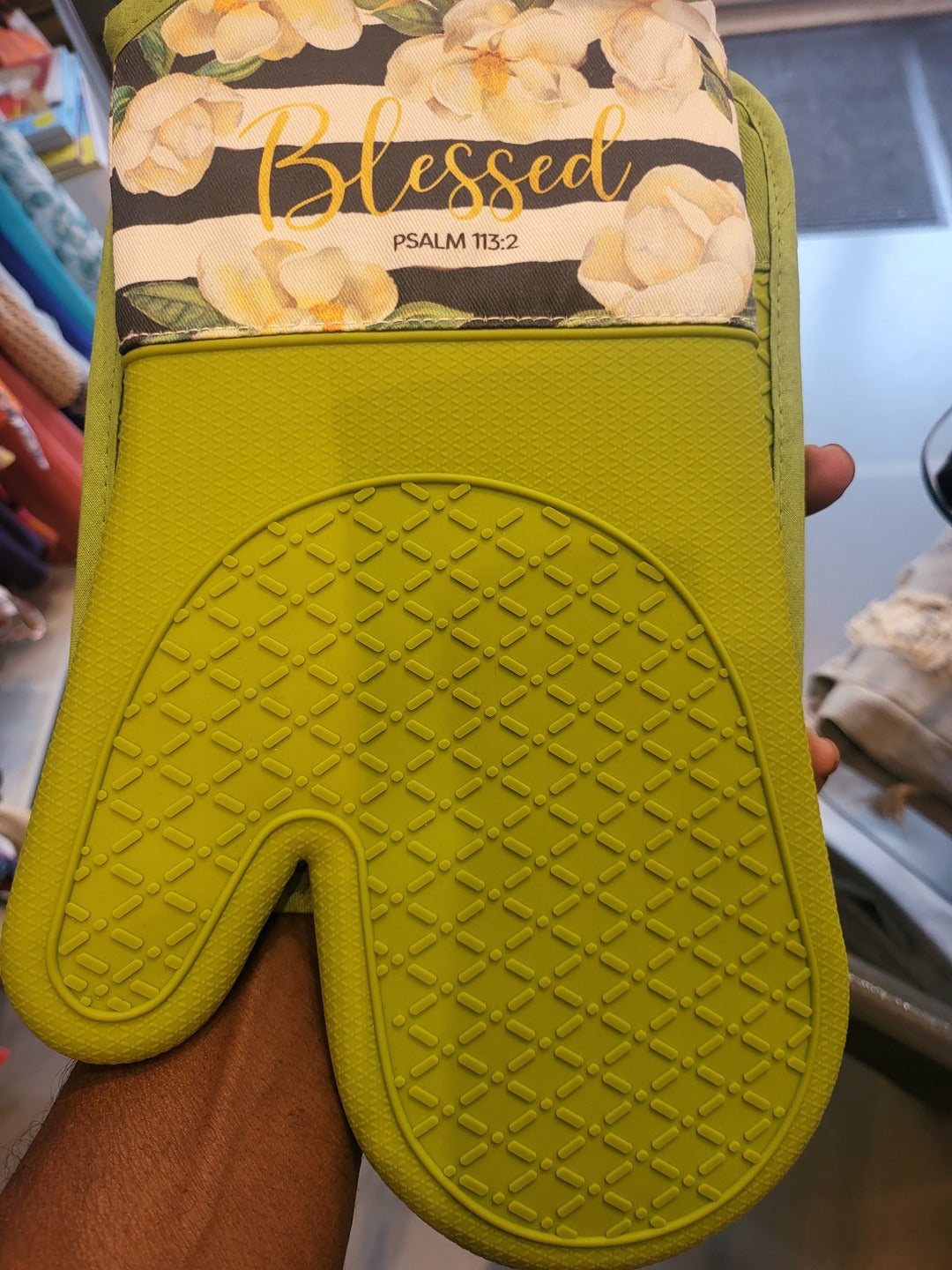 Blessed Psalem 113:2 Oven Mitt & Pot Holder Set