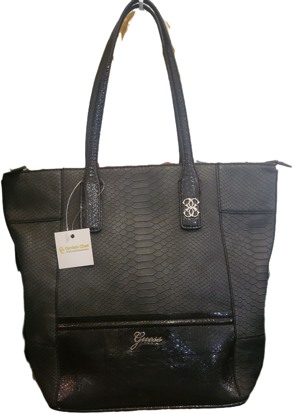 GUESS ASHES GRAY AND BLACK HANDBAG