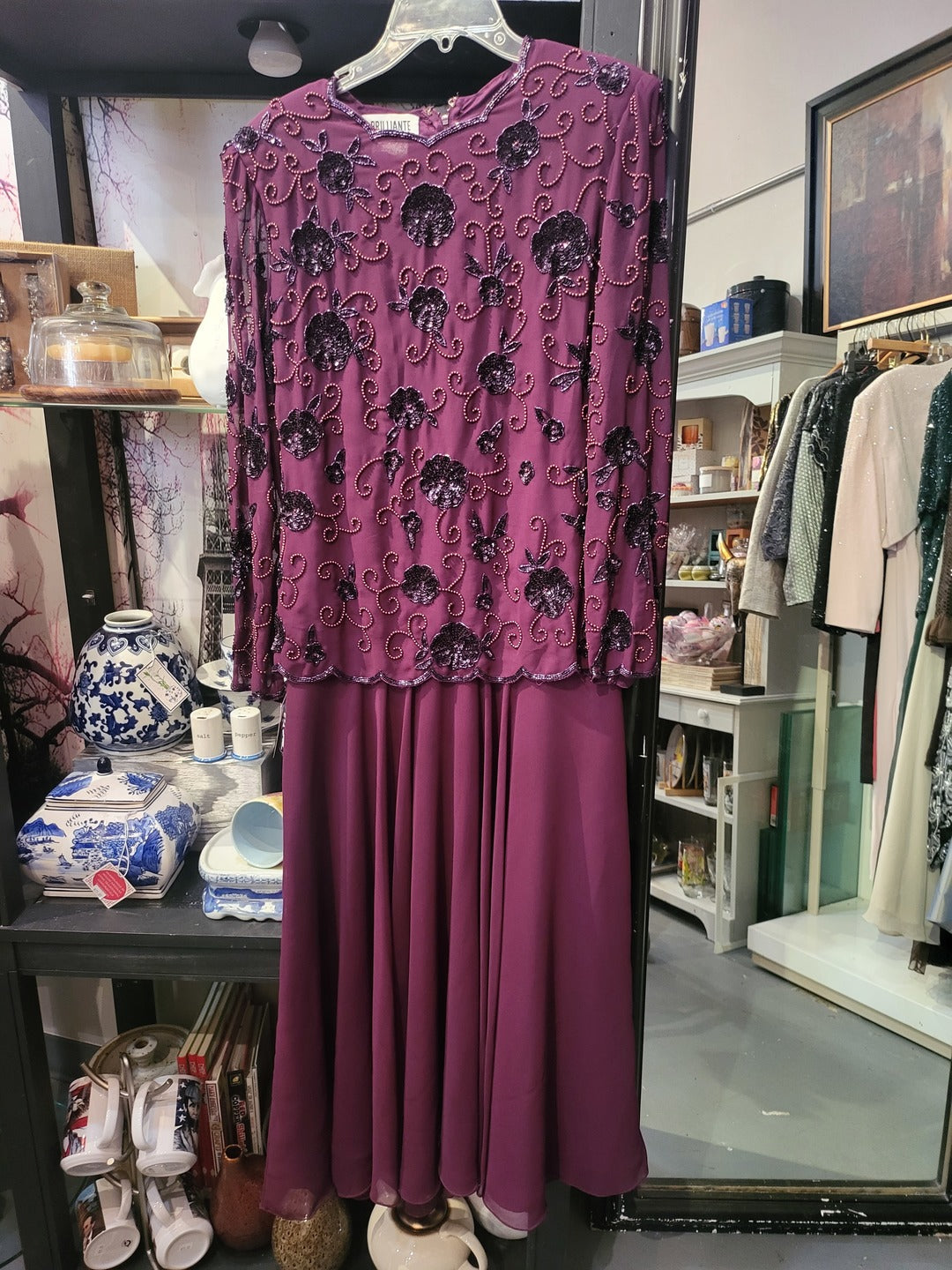 Burgundy Vintage Sequim 2 piece Coctail Dress
