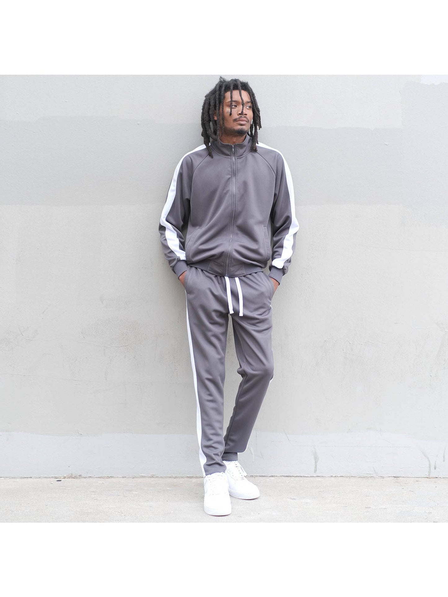 Essential Side Stripe Track Suits Pre-Pack - CHARCOAL / A PACK-6PCS