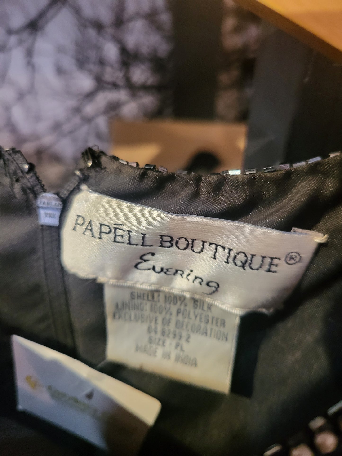 Papell Boutique Evening Vintage Silk Beaded Top Petite Large