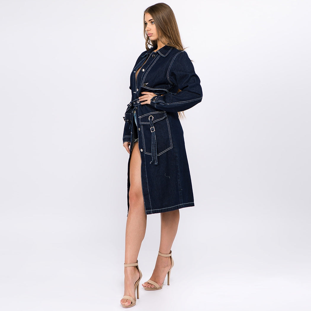 Denim Trench Coat Jacket