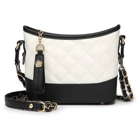 QUILTED COLOR BLOCK PURSE SHOULDER BAG_CWAB013 - WHITEBLACK / (OS) 1