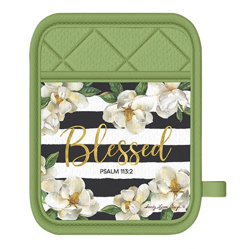 Blessed Psalem 113:2 Oven Mitt & Pot Holder Set