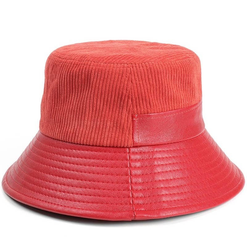 CORDUROY TRENDY CASUAL BUCKET HAT - RED