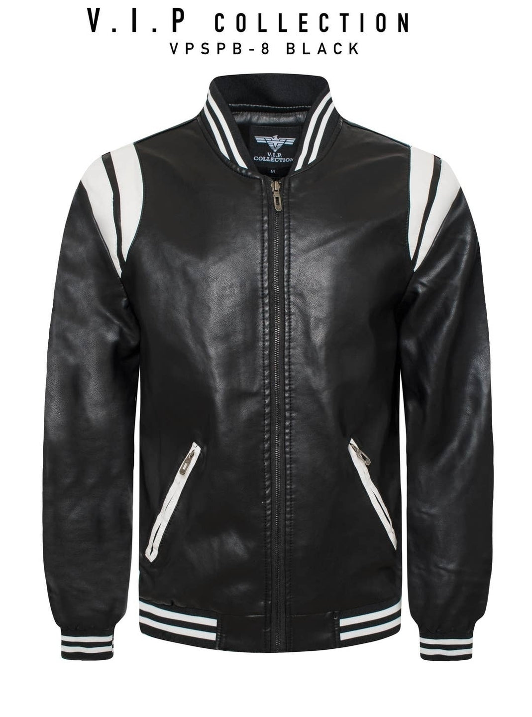 VPSPB-8 BLACK MEN'S PU LEATHER JACKET - S-M-L-XL-2X / 1-1-2-1-1
