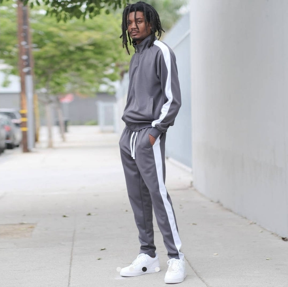 Essential Side Stripe Track Suits Pre-Pack - CHARCOAL / A PACK-6PCS