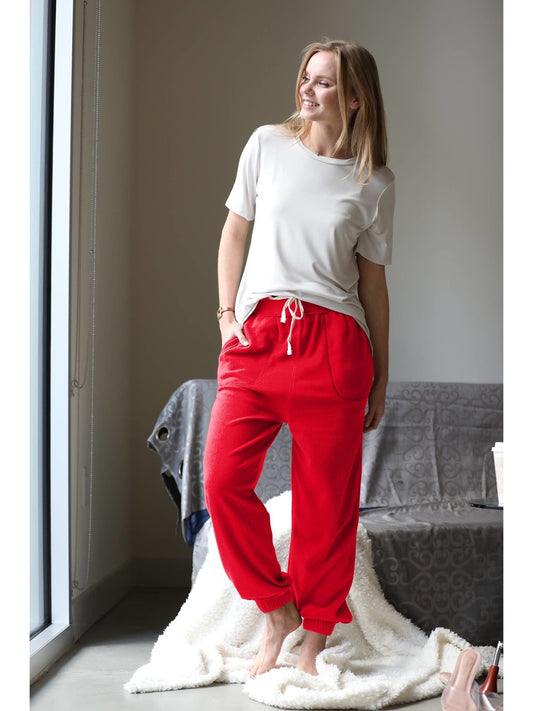 High waist comfy jogger pants w/ pockets - RUBY-121066