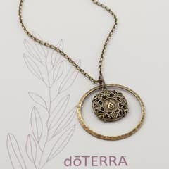 doTERRA STRENGTH Diffuser Necklace - Natural Brass