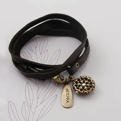 doTERRA GUIDE Diffuser Leather Wrap Bracelet - Natural Brass